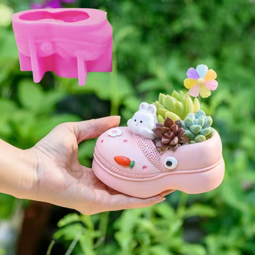 Succulent Set - 3D สัตว์รองเท้าแตะ Succulent พืชดอกไม้หม้อซิลิโคนเรซินแม่พิมพ์รองเท้ารองเท้าแตะกล่องเก็บผู้ถือปากกาคอนกรีตยิปซั่มแม่พิมพ์