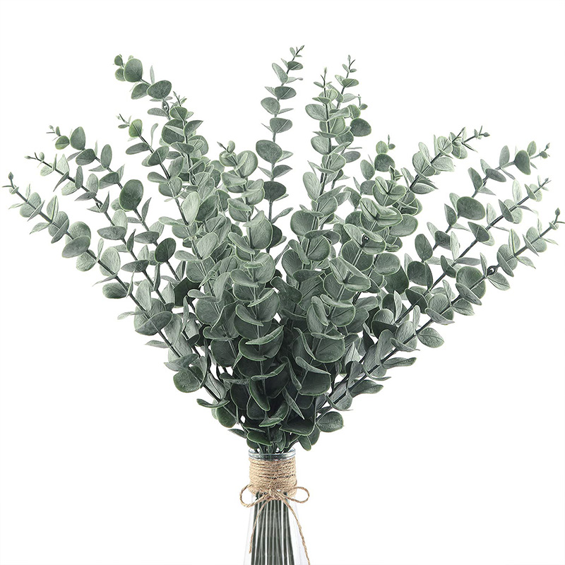 Fiddle Leaf Fig - 20pcs ประดิษฐ์ Eucalyptus ลําต้นใบสีเขียว Eucalyptus สาขาพืชปลอมสําหรับงานแต่งงาน