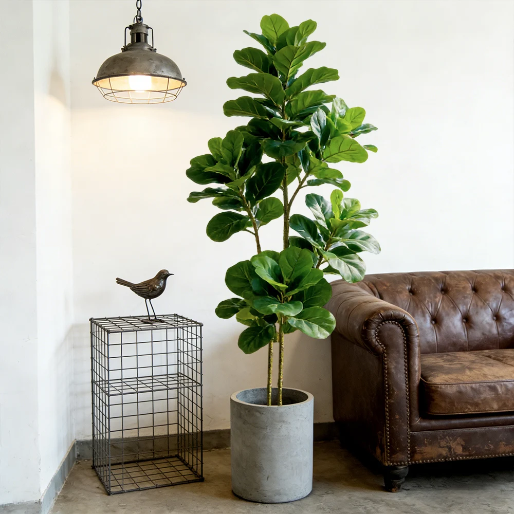 Fiddle Leaf Fig - ต้นมะเดื่อปลอมขนาด 64/122 ซม. ต้นโอ๊คเทียม ต้นไทรพลาสติก ใบต้นไทร