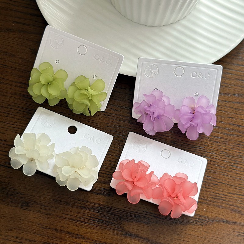 Plant Support Stake - ต่างหูเข็มเงิน925ต่างหูดอกไม้สี MODE Korea แนวหวานสำหรับผู้หญิงเครื่องประดับ2024ต่างหูเม็ดกลมสีเขียวสีขาวของผู้หญิงฝรั่งเศสที่กำลังมาแรง