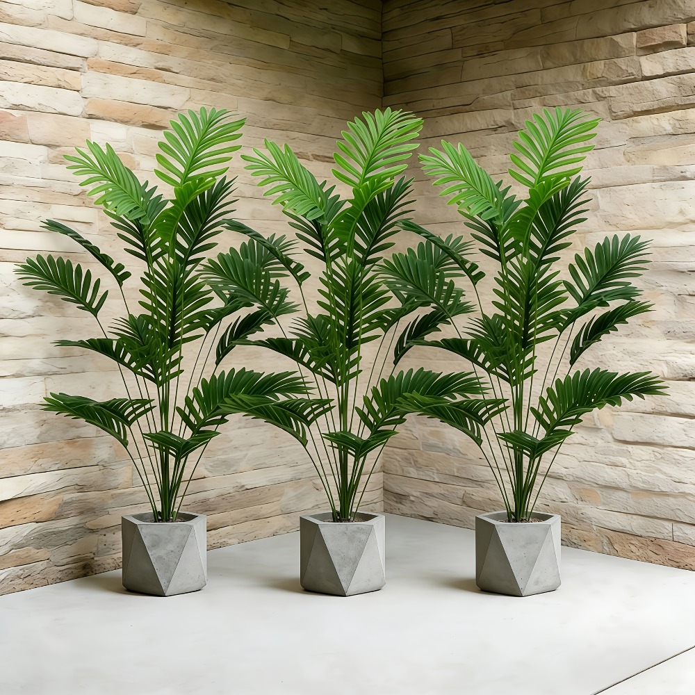 Fiddle Leaf Fig - ต้นปาล์มประดิษฐ์ขนาดใหญ่ 65-128 ซม. ใบไม้สีเขียวเขตร้อน ต้นไม้ปลอม พลาสติก