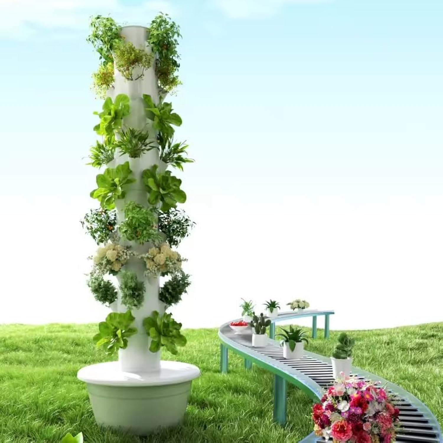 Pothos - หอปลูกพืชไฮโดรโปนิกส์แนวตั้งแบบแอโรโปนิกส์ สำหรับผลไม้และผัก 9 ชั้น 36 กระถาง