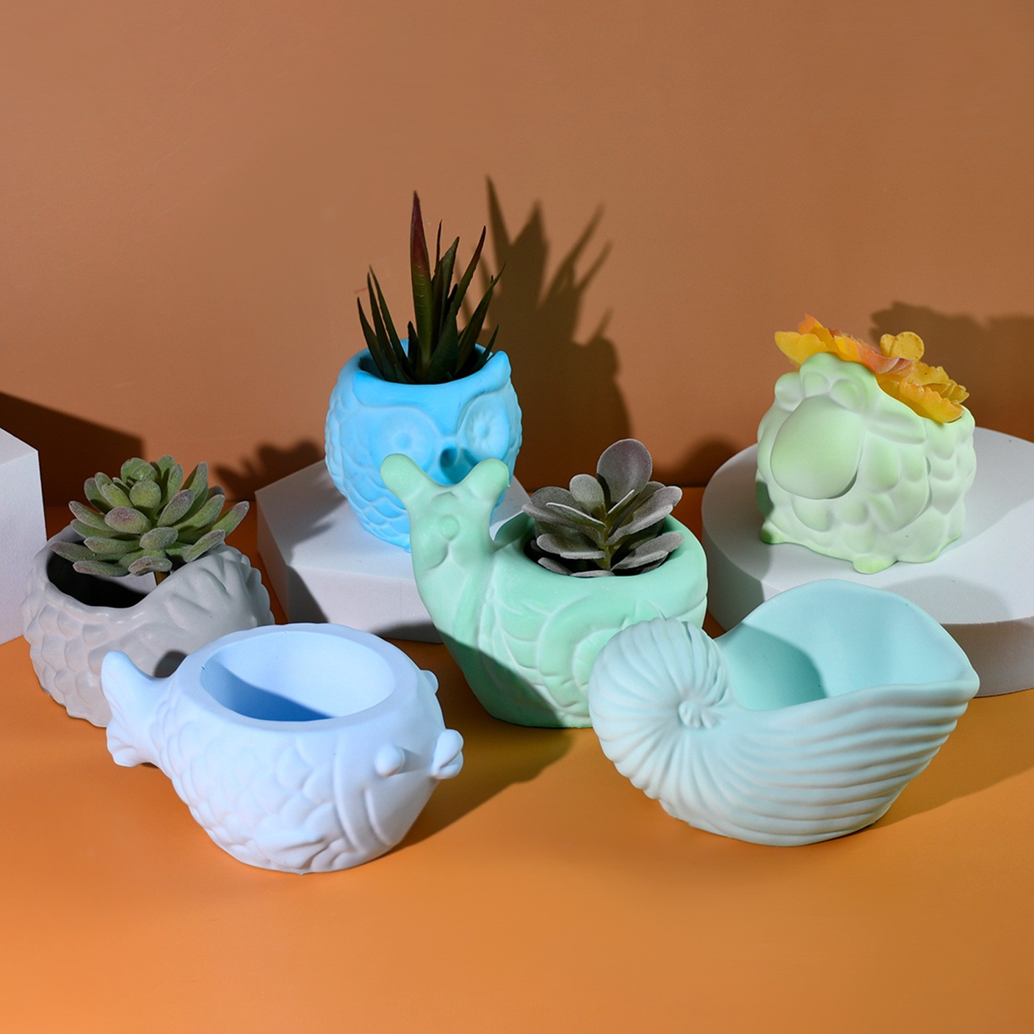 3D สัตว์ดอกไม้หม้อแม่พิมพ์ซิลิ - Succulent Set บทวิจารณ์และราคา