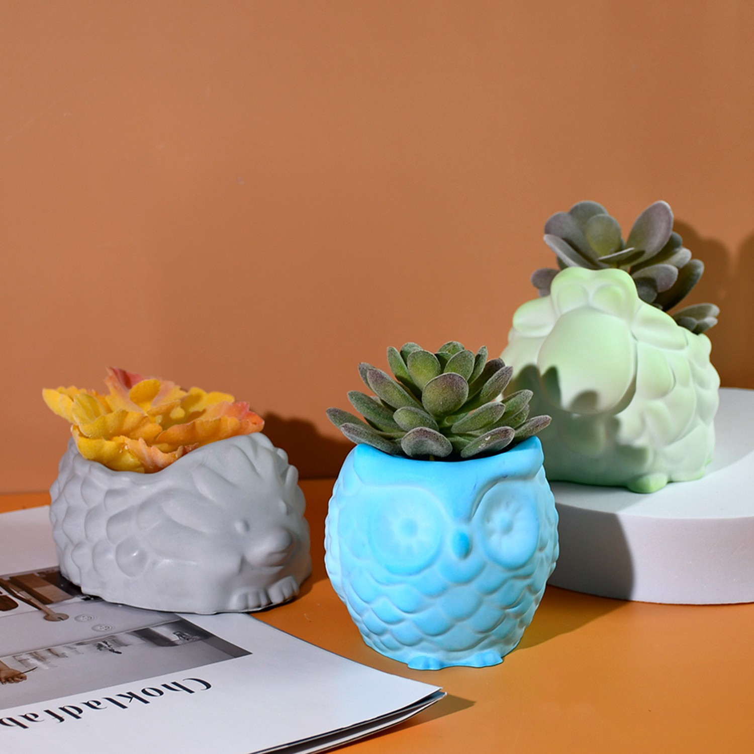 3D สัตว์ดอกไม้หม้อแม่พิมพ์ซิลิ - Succulent Set บทวิจารณ์และราคา